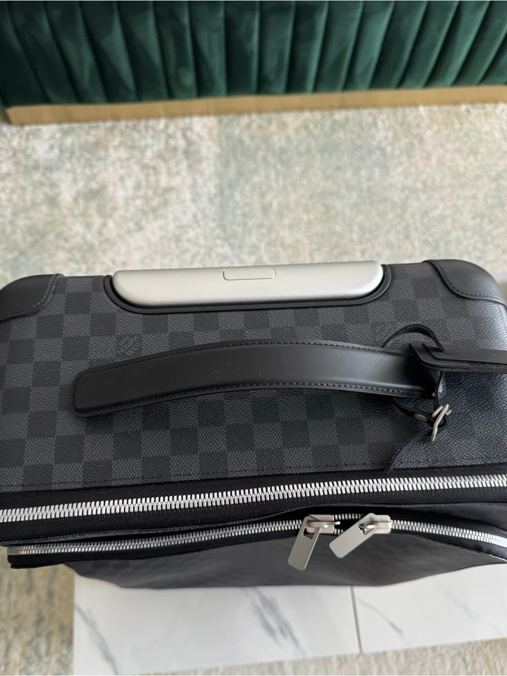 Louis Vuitton black  Checkered Carry-On Bag with Top Handle.